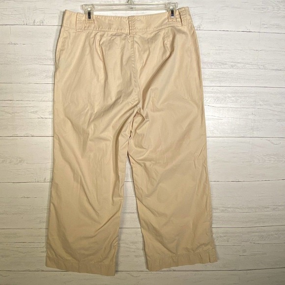 Lauren Ralph Lauren Utility Wide Leg Cropped Pants Beige Womens Sz 10 Cotton - Picture 3 of 4